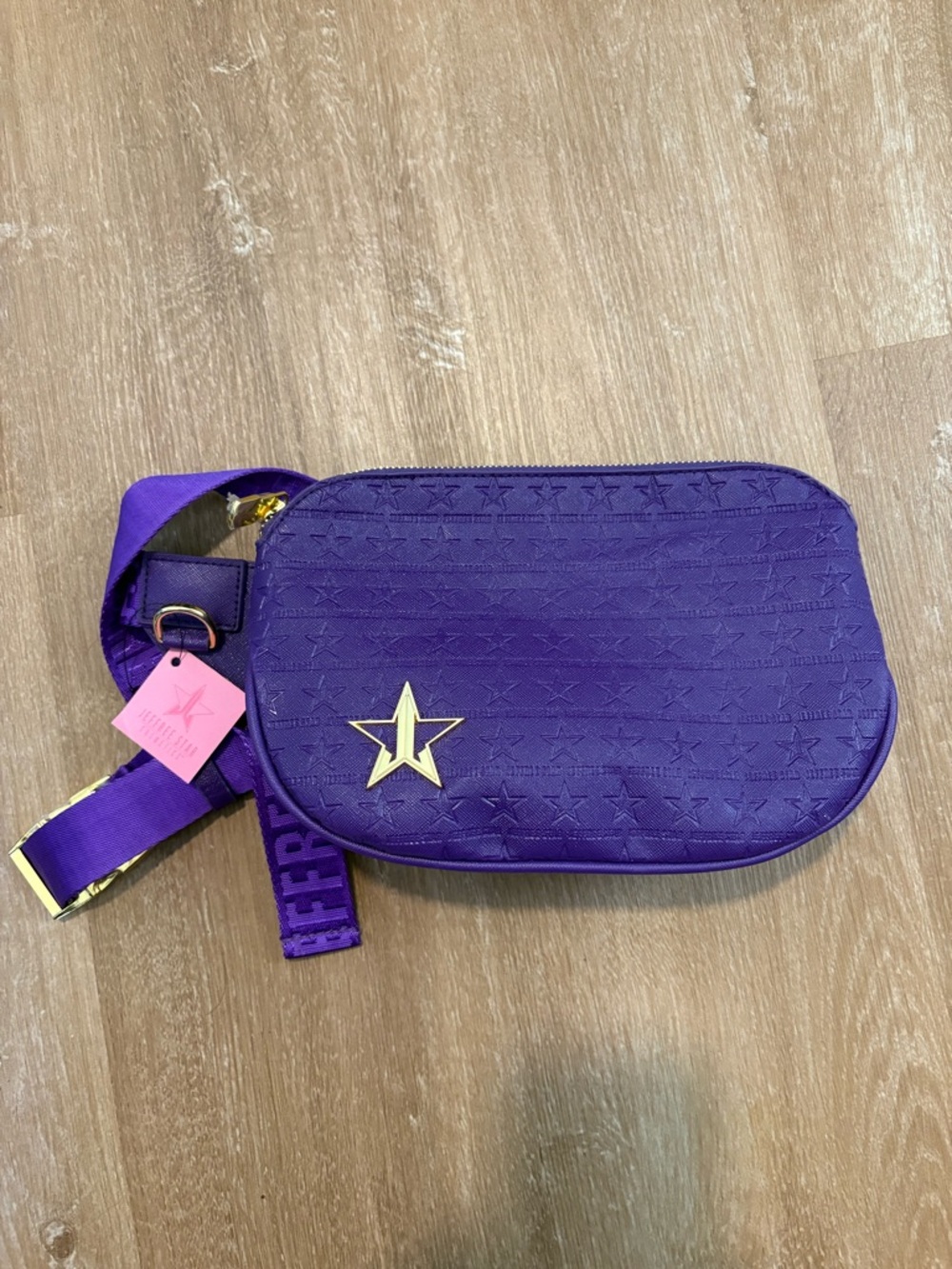 Jeffree Star Purple Crossbody Bag with Gold Star Accent